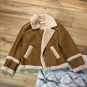 Hello Molly Brown Leather Jacket with Faux Fur